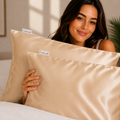 100% Silk Zippered Pillowcase Pair Royal Cream