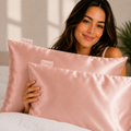 100% Silk Zippered Pillowcase Pair Dusty Pink