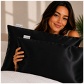 100% Silk Zippered Pillowcase Pair Inky Black