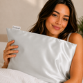 100% Silk Zippered Pillowcase Metallic Silver