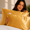 100% Silk Zippered Pillowcase Pair Lustrous Gold