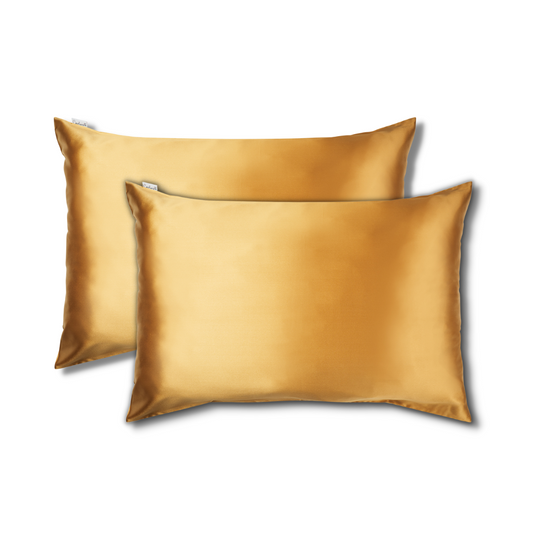 100% Silk Zippered Pillowcase Pair Lustrous Gold