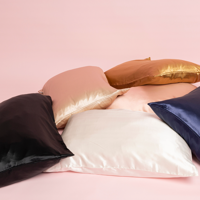 100% Silk Zippered Pillowcase Pair Inky Black