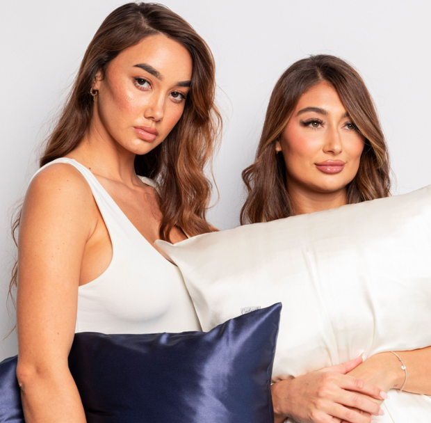 100% Silk Zippered Pillowcase Pair Pearl  White